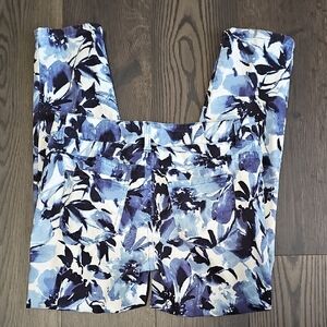 Chico's Platinum Denim Blue and White Floral Pants